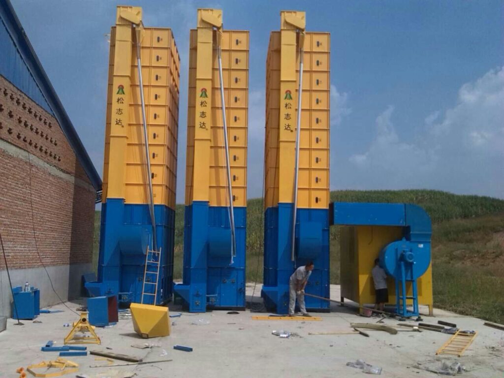On-site installation of Presun 5HPX-20C 20-ton industrial grain dryer machine in Northeast China factory