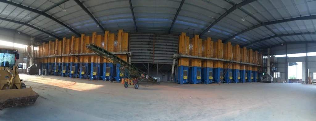 Panoramic view of Presun commercial grain drying facility with multiple 5HPX-30C units in Jiangxi, China